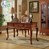 木平面 美式实木书桌复古欧式老板桌 迷你家用小户型写字桌书画桌办公台 1.2米书桌（不含椅子）