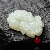依思晨  和田玉貔貅吊坠男女款天然白玉辈辈有钱玉石貔貅挂件情侣项链  附带证书 辈辈有钱貔貅女款