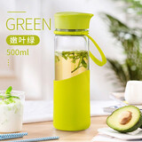 MiGo美国migo耐热玻璃杯泡茶杯便携水杯子男女泡茶水杯旅行运动喝水杯 500ml嫩叶绿