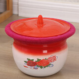 欧丽家搪瓷痰盂矮痰桶小孩搪瓷尿盆老人起夜桶可移动孕妇行动不便尿桶  矮花万紫痰盂+盖+垫子