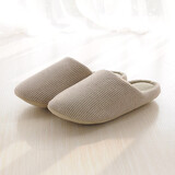 merdor日式家居棉拖鞋女秋冬季情侣软底室内静音卧室木地板居家防滑 咖啡色 L适合39-42