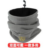 JIERUFENG户外防风围脖脖套男女士抓绒保暖头套跑步骑行防寒面罩三合一护脖 灰+黑正反可戴