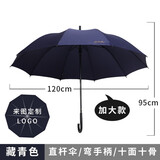 天堂伞直柄伞直杠伞长柄伞加大双人伞可定制企业logo商务8骨半自动伞 藏青色-弯把手