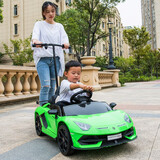好来喜兰博基尼儿童电动车四轮带遥控宝宝汽车大人小孩玩具车可坐人童车 绿：大人站板/发泡软轮/皮座