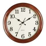 汉时（Hense）实木挂钟时尚大气壁钟创意客厅时钟挂表石英钟表HW25棕色40cm