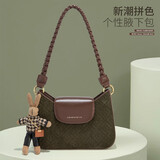 CLEVER & KETCH包包女包轻奢斜挎单肩包新款百搭休闲法棍包 生日礼物送女友 墨绿色CK100-3011