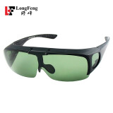 隆峰（Longfeng）近视偏光套镜 男女款上翻太阳眼镜 墨镜套镜夹片夜间开车驾驶镜 黑框绿片