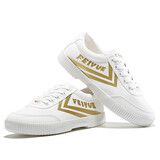 飞跃（Feiyue）帆布鞋经典小白鞋男鞋女鞋情侣款舒适透气休闲运动鞋潮流板鞋子男 白金 38