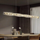 贾小姐的店后现代餐厅吊灯轻奢时尚大气水晶灯设计师款创意餐桌吧台长条灯具 金色款-100CM三色变光