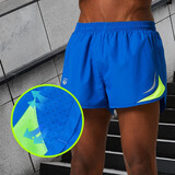 力为运动短裤男夏季马拉松跑步假两件内衬训练短裤速干健身田径三分裤 581R彩蓝(夜反光) L