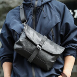 ANDSEEYOU品牌 手工真皮日系小背包 男士头层牛皮单肩包休闲手拿斜挎胸前包 黑色