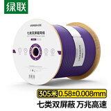 绿联 七类万兆双屏蔽网线【0.58±0.008mm纯铜线芯】CAT7类双绞 POE监控工程家装网络箱线 305米 70318