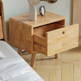 舒歌床头柜实木 原木床头柜卧室小型实木床头柜简易 小床头柜现代简约 原木色单抽屉40x30x40CM