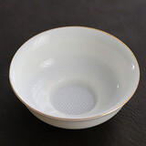 佳铖 羊脂玉茶滤全瓷茶漏斗陶瓷网纱布茶过滤器超细德化白瓷功夫茶具配件 羊脂玉描金茶滤（全陶瓷）