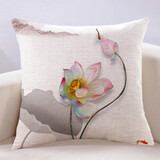 万燊中式植物立体荷花pp棉抱枕家用样板房客厅沙发靠枕个性定制大靠背 F款 50X50cm(枕套加枕芯）