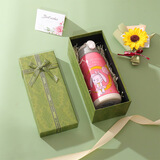 欧斯若 复古绿色礼品盒手提袋套装 保温杯礼盒 香水包装盒 生日礼物盒 空保温杯礼盒约24*10*9+礼袋+拉菲草 天地盖礼盒