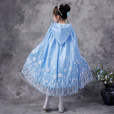 小熊精灵（xiaoxiongjingling）儿童斗篷圣诞节女童爱莎公主披风披肩宝宝时髦小女孩洋气披纱艾莎 102蓝色里布/仅斗篷 均码 (S) 码(建议高90-120左右)