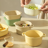 摩登主妇 空气炸锅专用烤碗家用烘焙烤盅蒸蛋碗烤箱用舒芙蕾烤碗 正方形双耳烤碗-白色