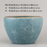 陶瓷花盆家用北欧风格特大号大口径室内外发财树绿萝盆栽特价清仓 苹果型蓝彩飞丝 大号【送塑料托盘网漏】