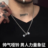 COISE 项链男哑铃男士吊坠925银兄弟项链运动挂坠潮版生日礼物送男友 哑铃项链男士项链吊坠