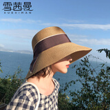 雪茜曼（XUEXIMAN）草帽女ins款夏季可折叠沙滩帽遮脸遮阳帽蝴蝶结渔夫帽太阳帽盆帽