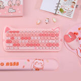GEEZER 喵萌无线键鼠套装 可爱办公键盘鼠标 萌系猫耳复古圆形键帽 粉色混彩
