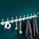 淼源挂衣钩玄关墙上挂勾衣架墙壁连排挂钩衣帽钩墙挂衣服挂钩壁挂衣柜 白色凤尾排钩/十钩/总长95厘米