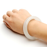 爵玉堂 玉手镯女款 羊脂级玉镯子方解石玉送妈妈送女友玉器手环 带证书 57-58 适合100-120斤