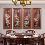 奇画 新中式客厅装饰画立体浮雕画电视沙发背景墙画餐厅书房实木挂画 春夏秋冬  红棕色 108*44cm