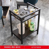 坤奉茶几麻将茶水架麻将桌小边几置物架棋牌室打牌可移动专用茶水桌 烟灰缸款-黑胡桃【43*33*60】
