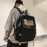 铂呐苓双肩包书包休闲女神节旅行包大学生电脑包潮流时尚高中初中学生韩 潮流韩版双肩包【黑色】