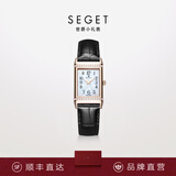 世爵（SEGET）女士手表珍珠贝母表盘镶钻复古方形女表防水设计轻奢生日礼物 91890LT白面-黑色表带