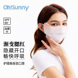 OhSunny防晒口罩女防紫外线护眼角户外骑行透气显瘦凉感面罩 蜜桃橘-腮红款