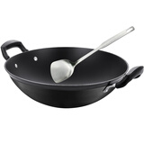 双火煌铸铁锅尖底锅不易粘已开炒锅无涂层锅具不锈生铁锅40cm炒菜锅 尖圆底40cm无盖 40cm