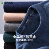 杉杉（FIRS）100%纯羊毛轻商务毛衣男秋冬新款圆领保暖打底干部针织衫毛衫501 黑色-圆领 L (175)