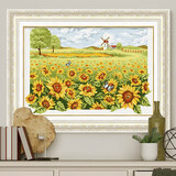 KS十字绣2025新款客厅卧室风景挂画新款线绣手工自己绣线绣向日葵园 向日葵园【埃及长绒棉】93*67cm 