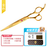 玄鸟宠物剪刀家用狗狗理发弯剪修毛剪毛剪子宠物美容剪刀工具套装 土豪金直剪