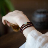 QMXD小叶紫檀手串女4mm细佛珠手链男士简约古风小清新血檀木质文礼物 手串