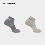 萨洛蒙（Salomon）男女款 户外运动休闲舒适透气跑步长袜子 EVASION ANKLE 2-PACK 浅灰色 C19834 M (39-41码)