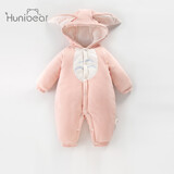 欢喜小熊婴儿连体衣秋冬季外出抱抱服新生儿童加厚保暖哈衣 186613 龙猫粉  73cm (建议7-9个月身高66-73cm)