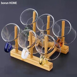 borun HOME 玻璃茶杯功夫品茗杯小容量水杯加厚酒杯茶具配件 彩把杯【6个】+杯架