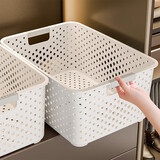 稻草熊零食玩具塑料收纳盒汽车杂物收纳筐车内宿舍户外物品办公收纳篮 北欧白-杂物收纳筐 特大号【1个装】36.5*25*14.5cm