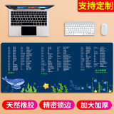 摩加 超大鼠标垫加厚办公cad快捷键大全大号游戏桌面键盘女生电脑垫书桌垫子定制订做 快捷键大全-蔚蓝海洋 尺寸300*800mm厚度3mm