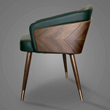 托尼斯餐椅简约创意家用北欧餐厅实木椅子皮艺现代休闲洽谈咖啡厅设计师 墨绿色-皮质