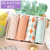 蝶安芬（Deanfun）棉质女式内裤日式小清新印花款中腰女士内裤女4条礼盒装 多色 XL