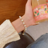 简曼（JIANMAN）复古巴洛克仿珍珠手链女小众设计感百搭闺蜜抽拉式串珠手串手饰 金色【单条装】