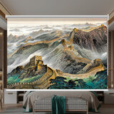 旺厨坊 山水画卷帘古典风景房间书房办公室背景遮光窗帘手拉免打孔拉式 中式风景18 免打孔