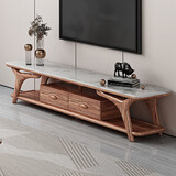 裕润乌金木沙发实木皮沙发高档客厅简约小户型贵妃转角佛山新中式家具 2米-电视柜（单个）