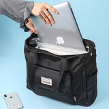 粤东升电脑包手提单肩男女士笔记本联想华为matebook苹果macbook 黑色-防震气垫+单独肩带 【中号】适用13.3-14.5寸