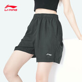 李宁短裤女运动裤冬季休闲健身五分裤冰丝速干跑步宽松透气薄沙滩裤子 灰【速干-拉链口袋】男女同款 XL /180（150-165斤